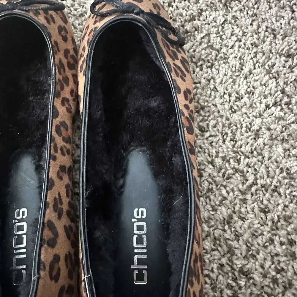 Chico’s Leopard Print Slip On Ballet Flat Shoes Size 7